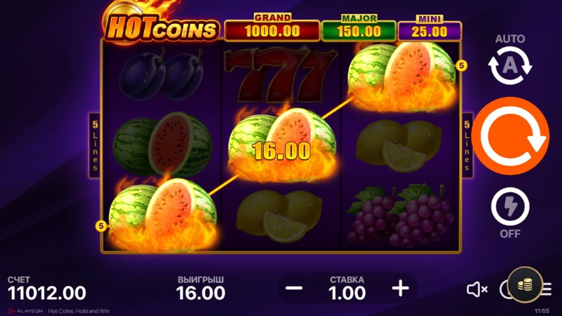 Грати та вигравати в автоматі Hot Coins