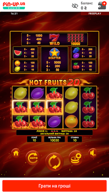 Аматик демо: слот Hot Fruits 20 в казино Пін Ап