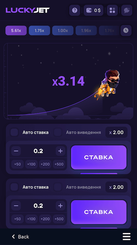 Игра Лаки Джет на мобильном