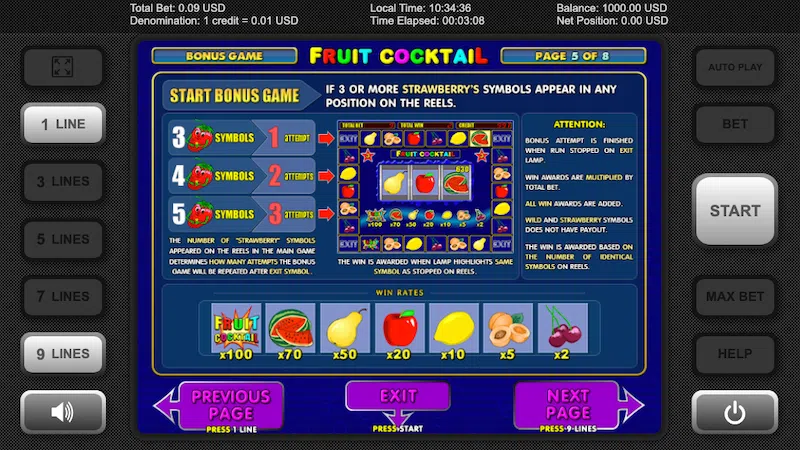 Бонус игра в слоте Fruit Cocktail