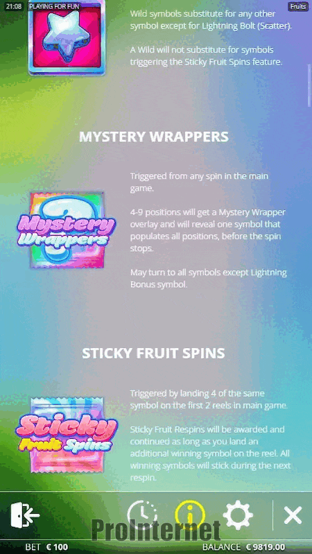 Бонусные опции игрового автомата Fruits