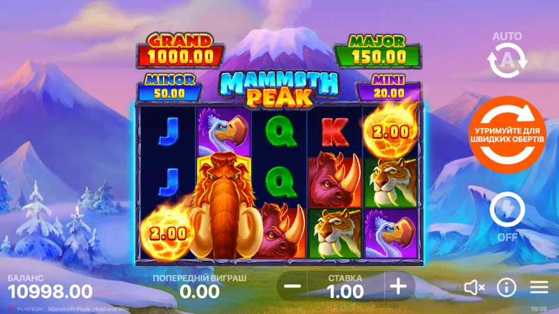 Автомат Mammoth Peak от Playson