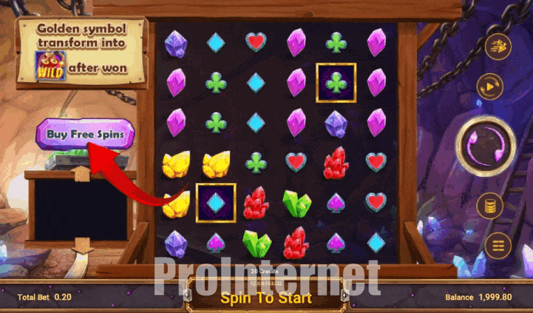 Покупка фриспинов в слоте Gemstone Rush в слоте Gemstone Rush
