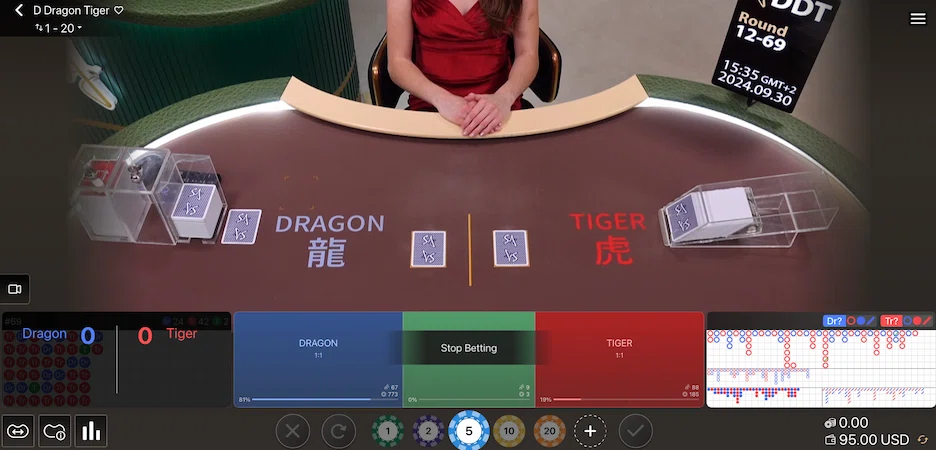 Лайв игра Dragon Tiger от SA Gaming
