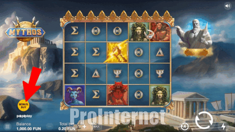 Покупка бонуса в игре Mythos