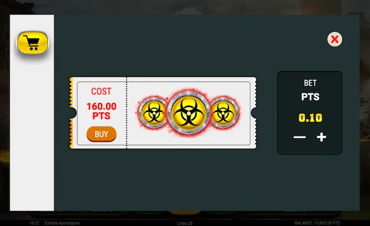 Покупка фриспинов в слоте Zombie Apocalyps в слоте Zombie Apocalyps