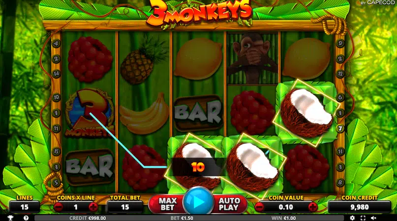 Игровой автомат 3 Monkeys от Capecod Gaming