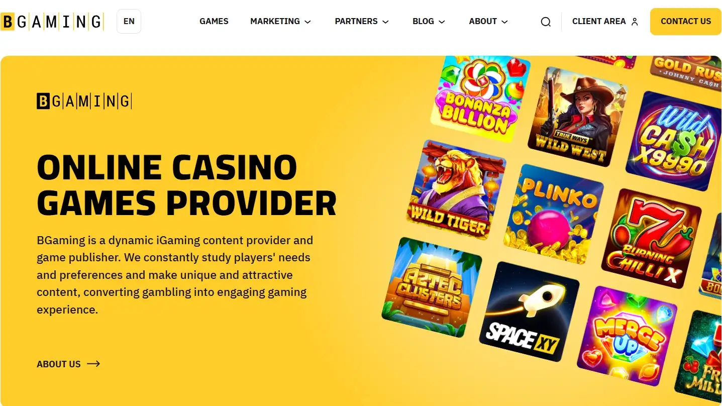 Сайт провайдера Bgaming