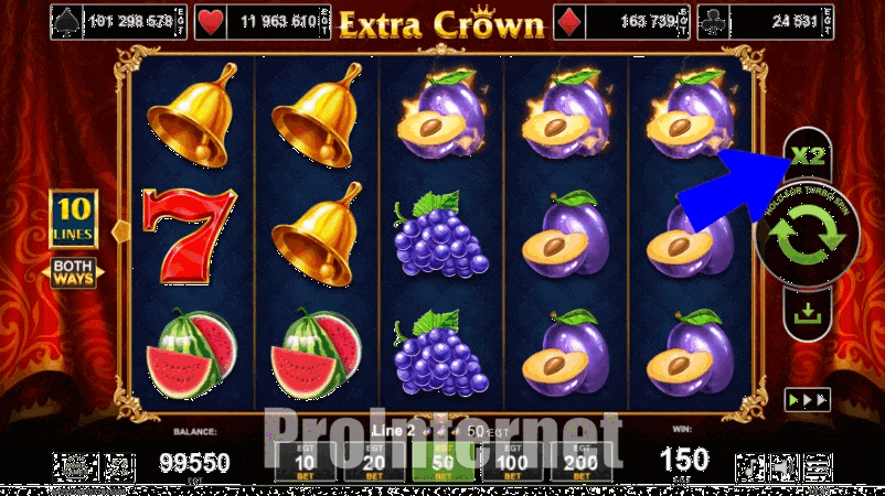 Риск-игра в слоте Extra Crown