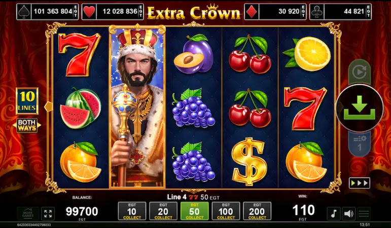 Игровой автомат Extra Crown от провайдера Amusnet от игрового провайдера Amusnet