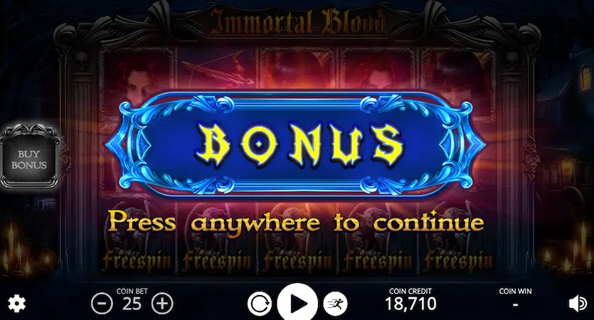 Бонусная игра в слоте Immortal Blood