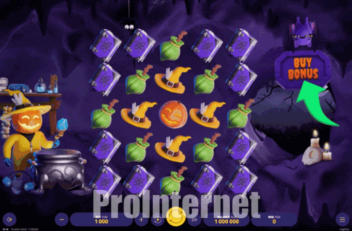 Покупка бонуса в слоте Pumpkin Potion в слоте Pumpkin Potion