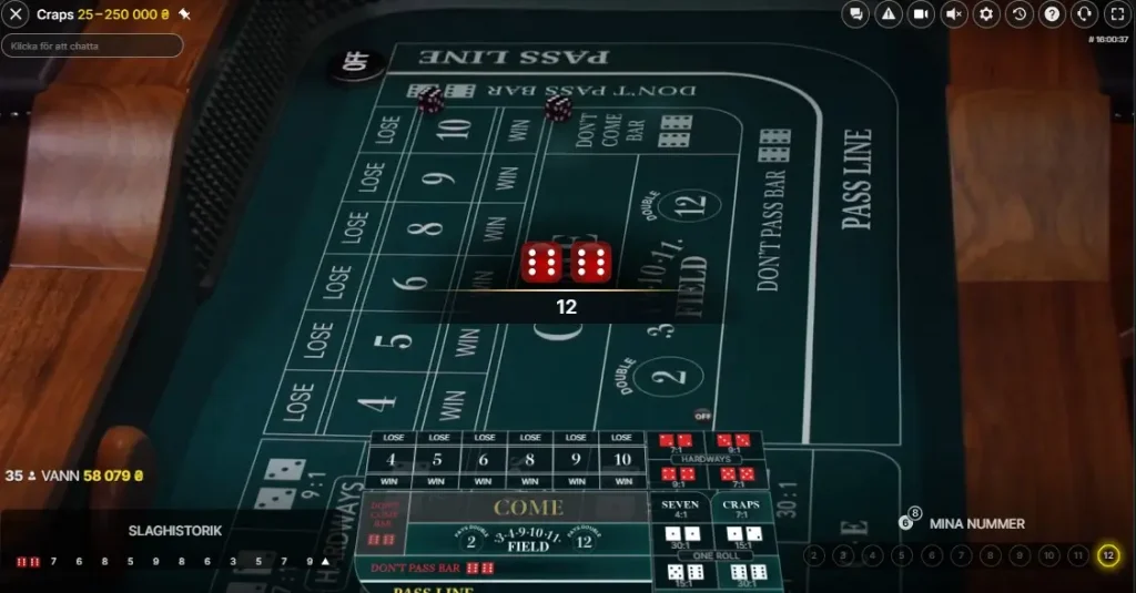 Крэпс в лайв казино