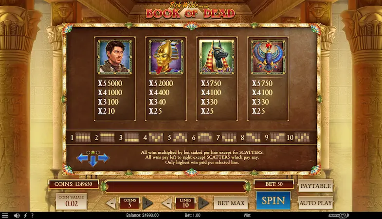 Символы в слоте Book of Dead