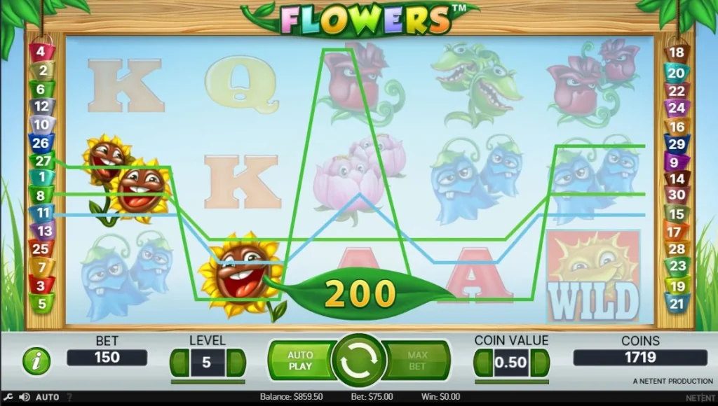 Выигрышные линии слота Flowers