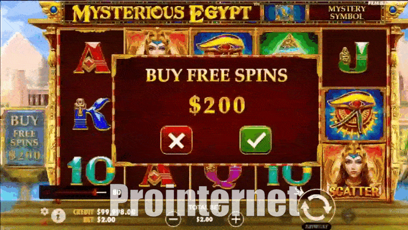 Опция покупки фриспинов в Mysterious Egypt