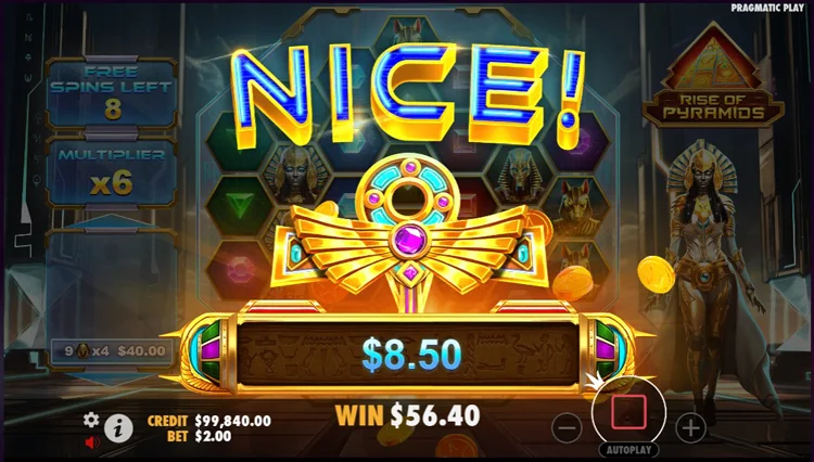 Выигрыш в слоте Rise of Pyramids