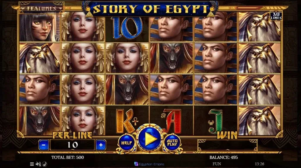 Синхронізовані барабани слота казино Story of Egypt