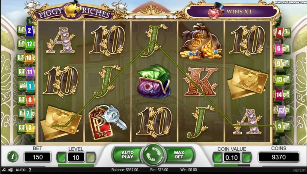 Виграшні лінії в грі Piggy Riches