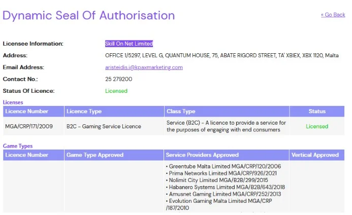 офіційному реєстрі MGA 