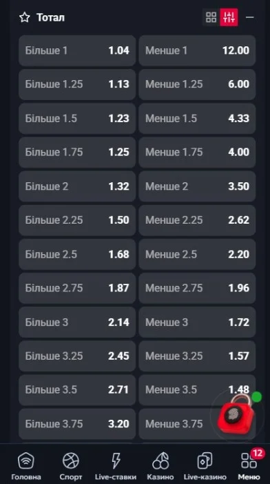 Вибір типу тоталу