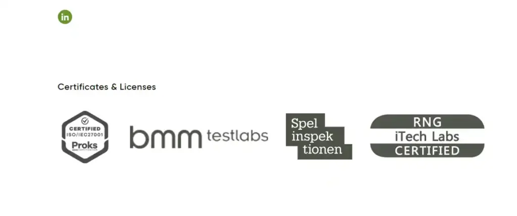Сертифікати та ліцензії Gamomat