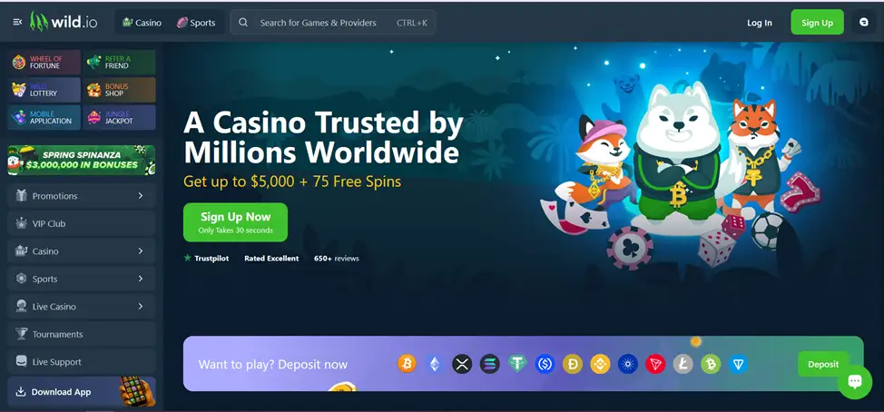 Казино Wild.io с криптовалютными депозитами