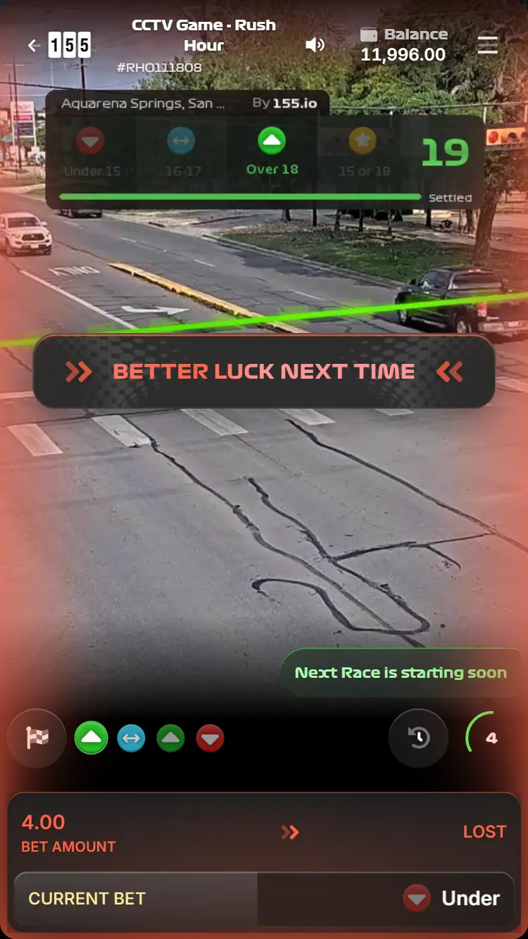 Результат програшної ставки у CCTV Game Rush Hour
