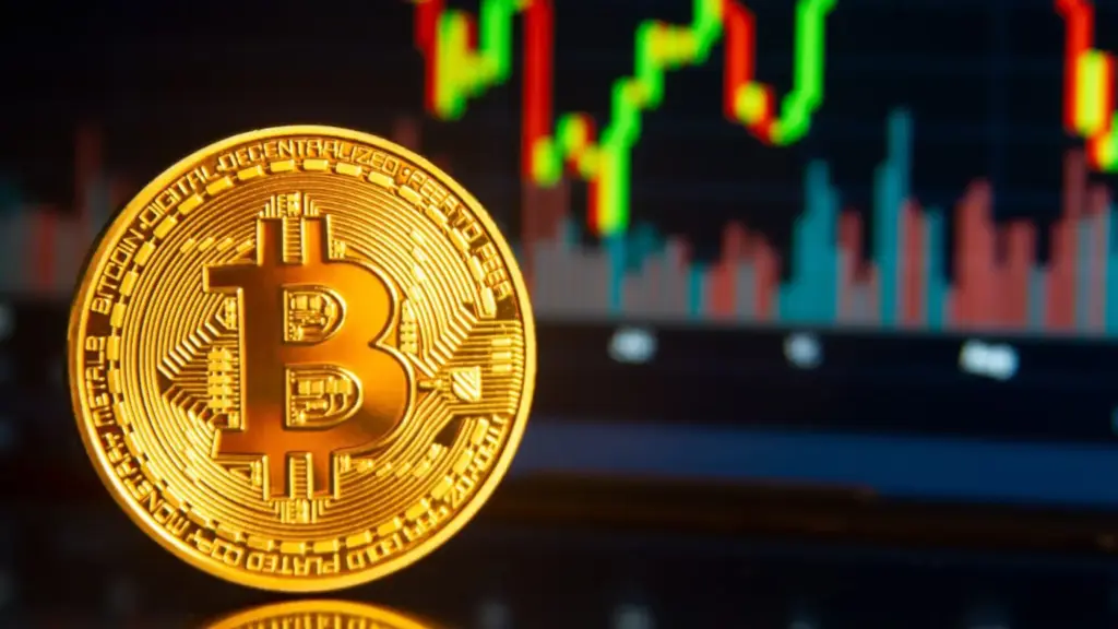 Bitcoin на фоне биржевого графика
