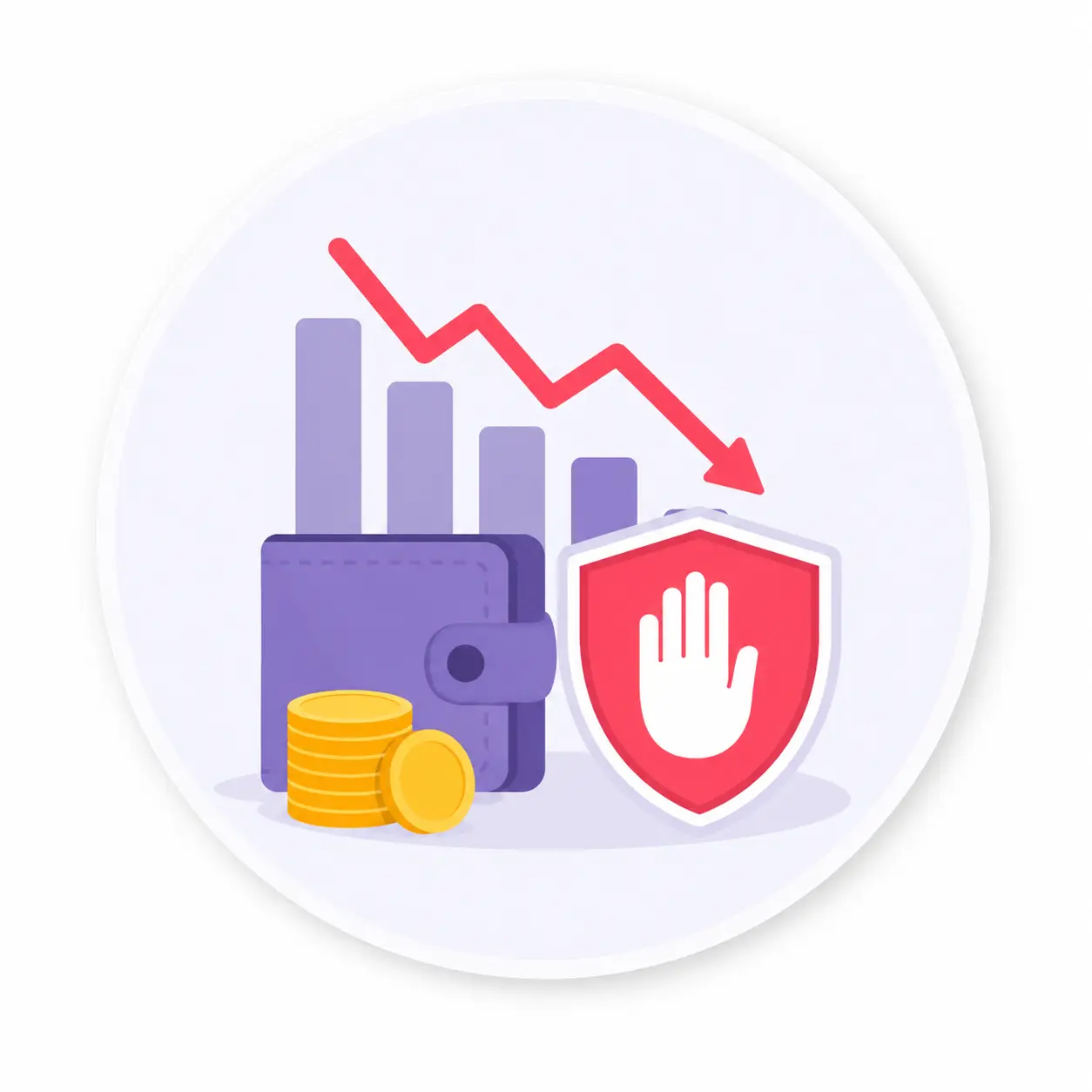 Кругла іконка Stop-Loss із гаманцем