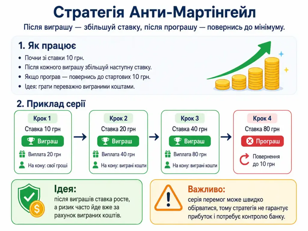 Інфографіка стратегії Анти-Мартінгейл