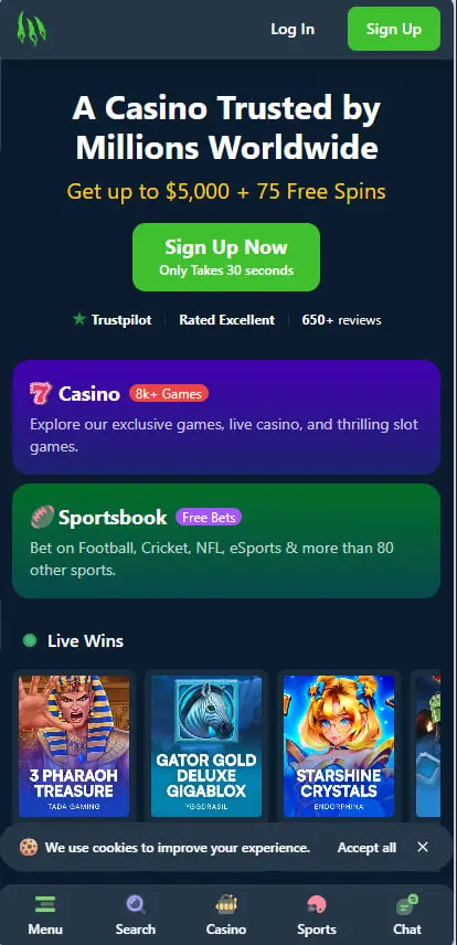 Мобильная версия казино Wild.io