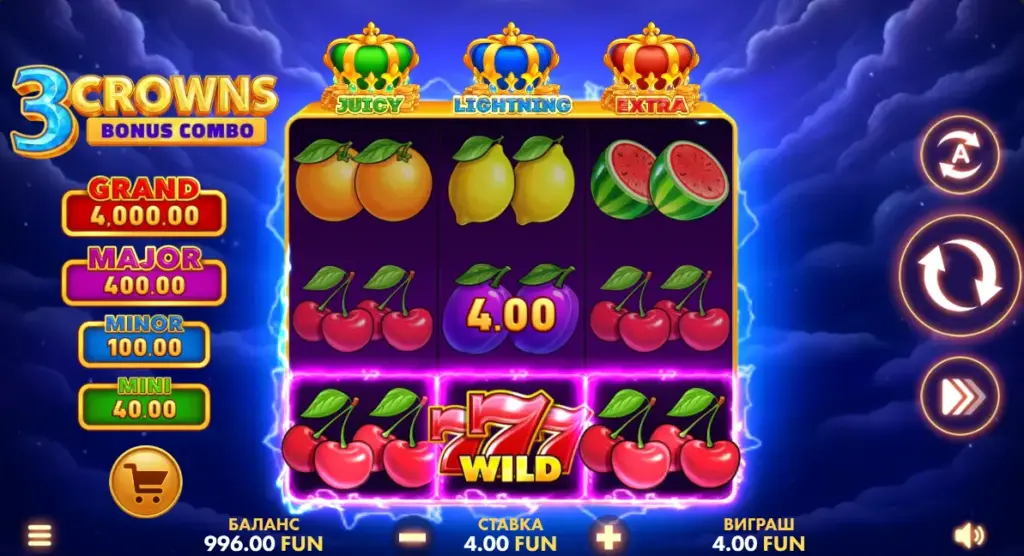 Демо гра 3 Crown Bonus Combo